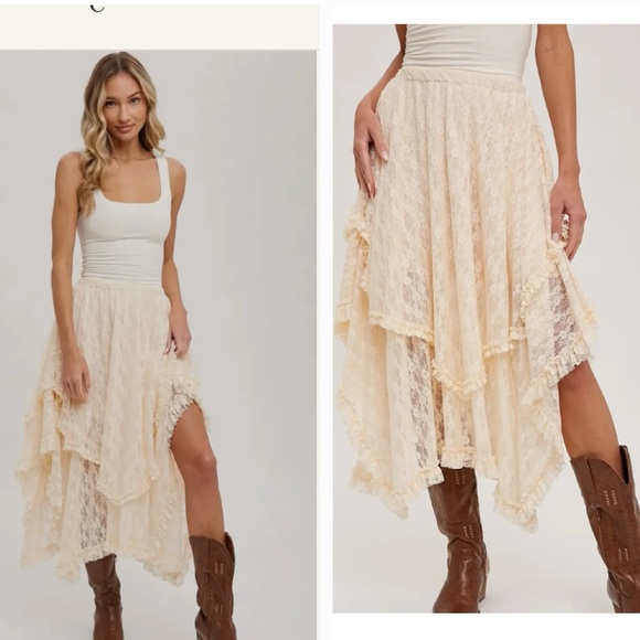 Free People Dresses & Skirts - Elegant Cream Lace Women's Skirt